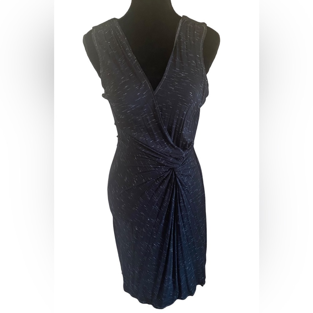 Max Studio knit faux wrap dress in heathered black sz M